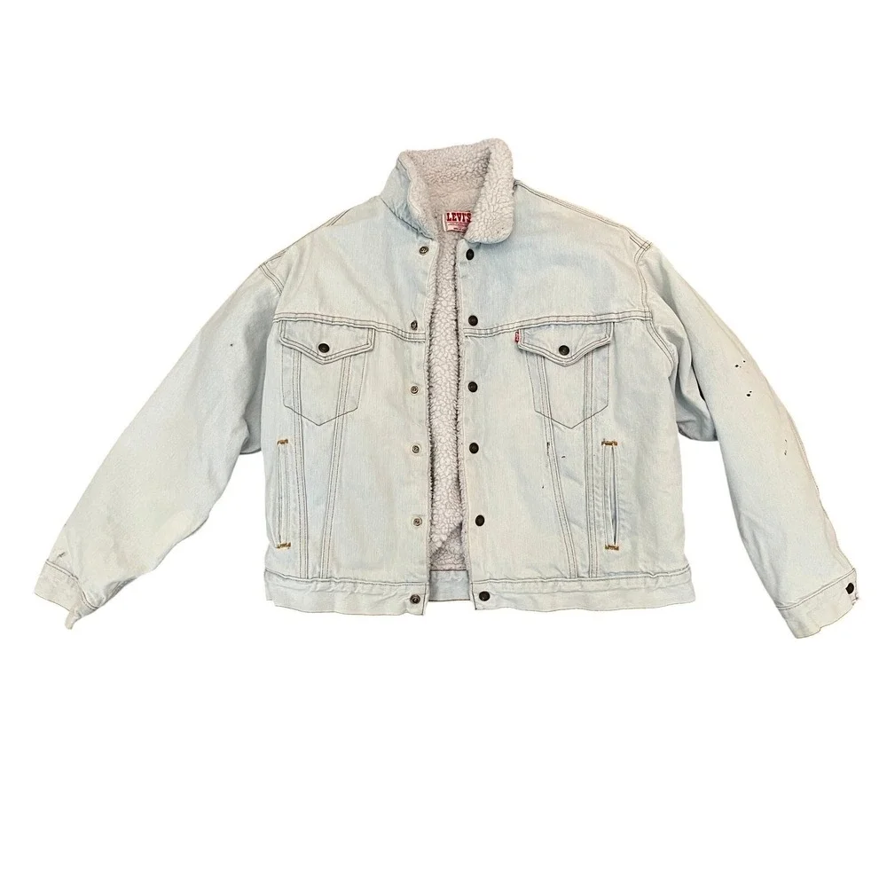 Vintage 1994 Levi's Sherpa Trucker Jacket USA Made XL 70608 Denim San Francisco